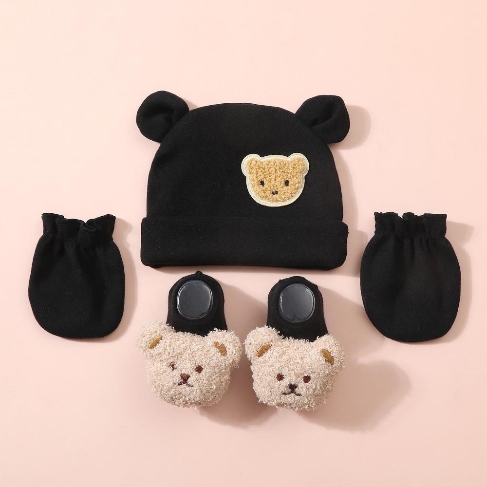 Elastic Baby Hat Gloves Socks Set Warm Infant Mittens Soft Newborn Hat Unisex