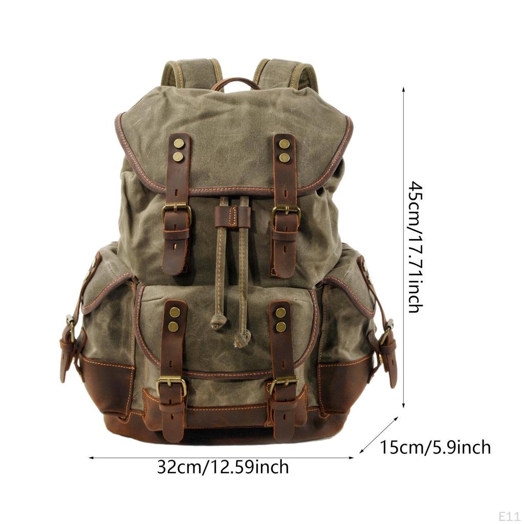 Canvas Backpack Casual Daypack Outdoor Portable Men Women Hiking Travel Rucksack Knapsack for