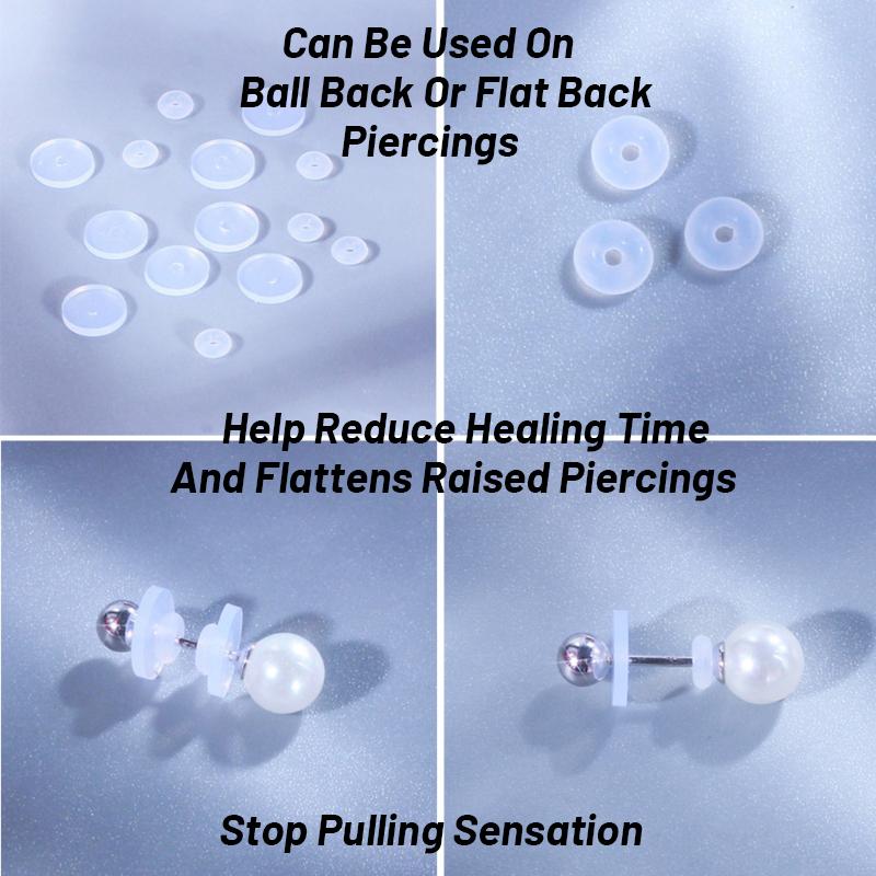 AOEDEJ 6-200P Silicone Piercing Healing Discs Anti Invagination Flexible Anti Hyperplasia for Earring Back No Pull Piercing Disc
