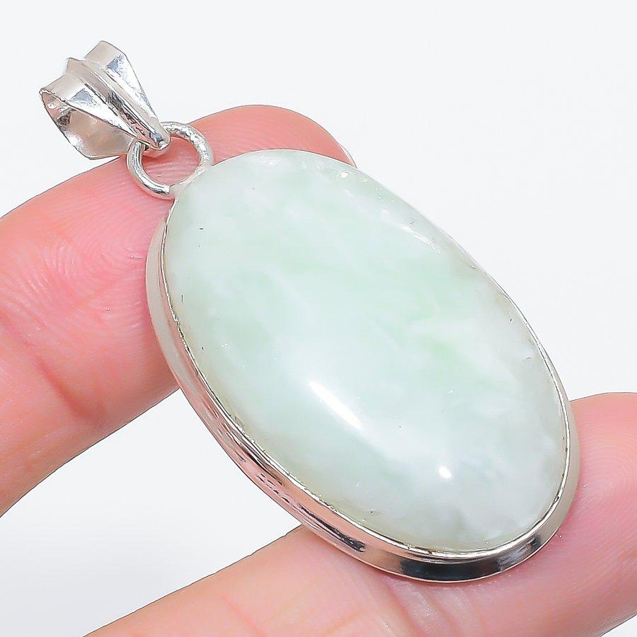 

Natural Amazonite Gemstone 925 Sterling Silver Jewelry Pendant 2.09 Q8S69