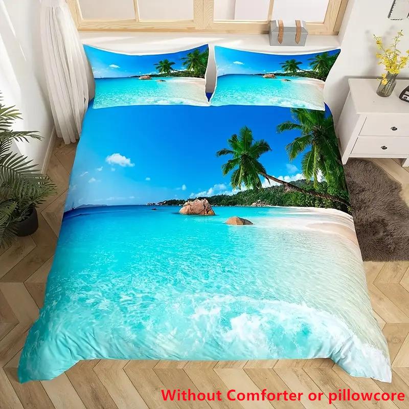 

Blue Seaside Scenery Printed 3d Bedding Set Ocean Duvet Cover Summer Beach Decor Hawaiian Vacation Style Quilt Cover Pillow Cose EU single(135x200cm)
