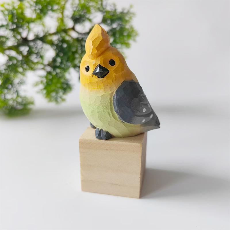 Handgefertigter bemalter Phönix-Vogel aus Massivholz zur Dekoration von Zuhause oder Büro
