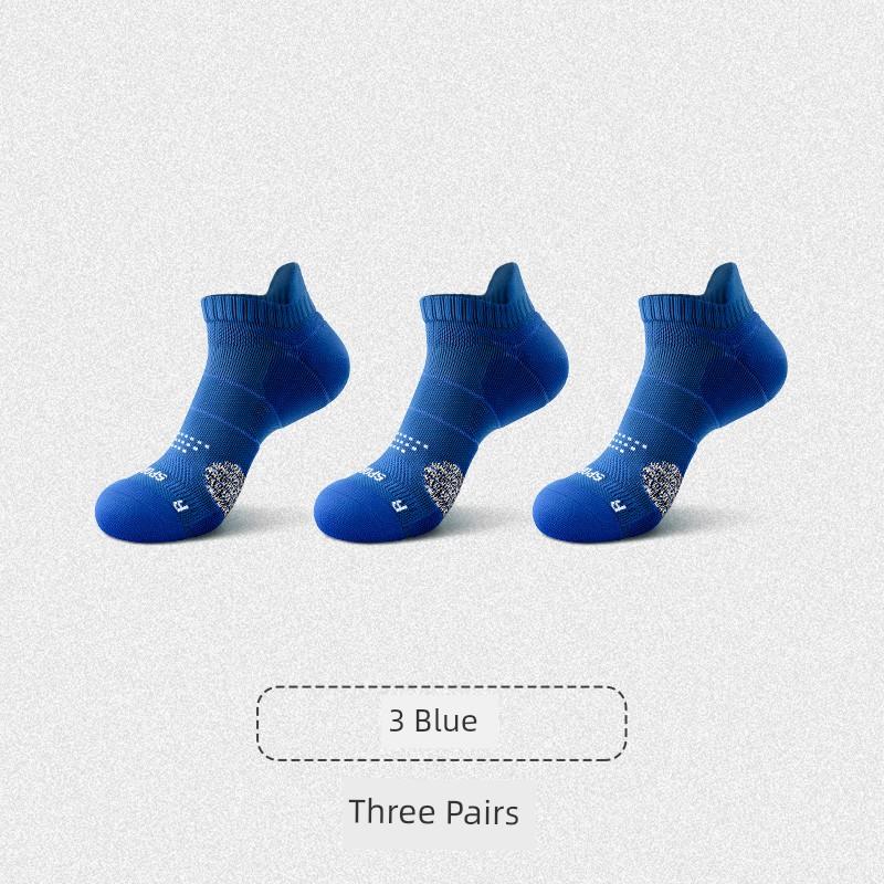 Comfortable Outdoor Sports Socks for Spring and Summer Marathon Men's Short Socks with Thick Towel Soles, Durable Running Short Socks for Men