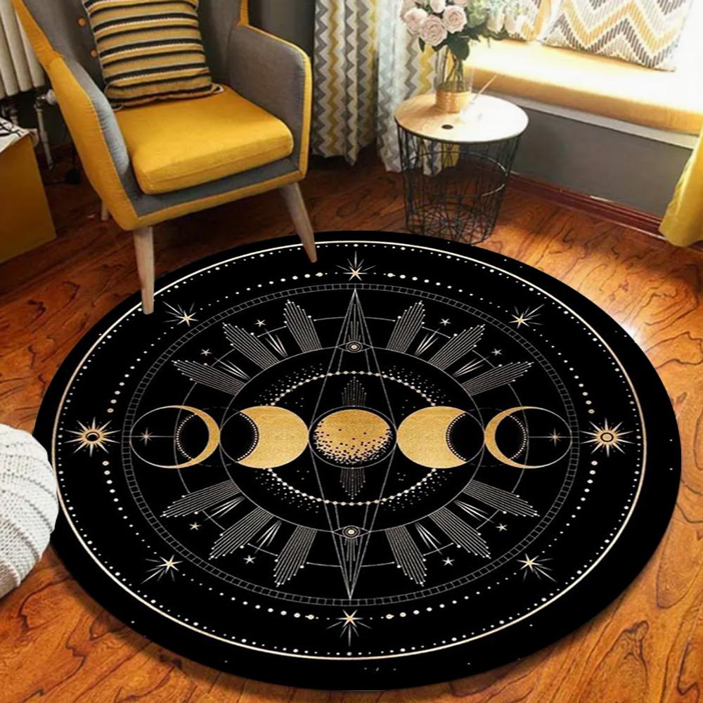 Mystieke Astrologie Ronde Vloerkleed Constellatie Patroon Tapijt Zachte Antislip Cirkel Vloer Decoratie Mat voor Woonkamer Slaapkamer