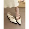 Mist green tone! Stylish pointed gold buckle Mary Jane shoes women's spring commuter thick heel shoes