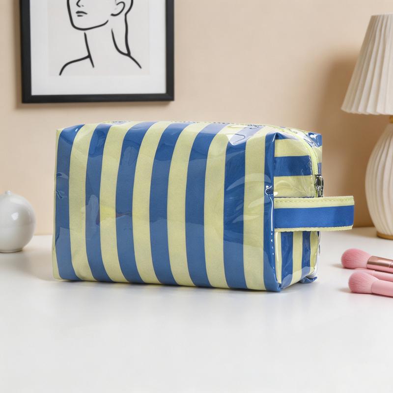 Stylish Strip Makeup Bag Portable Travel Large Capacity Lipstick Storage Bag Handbag Cosmetic Bag Toiletry Bags Girls Gifts