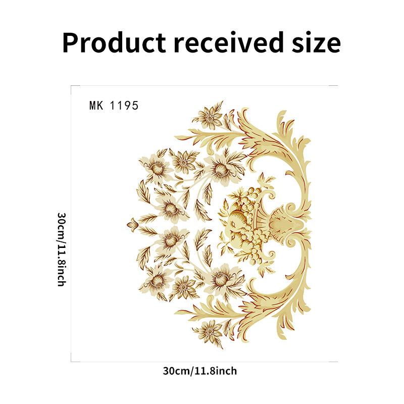 Bathroom Toilet Stickers Modern Minimalist Golden Flowers Pattern Self-adhesive Paintings For Bathroom Living Decorations