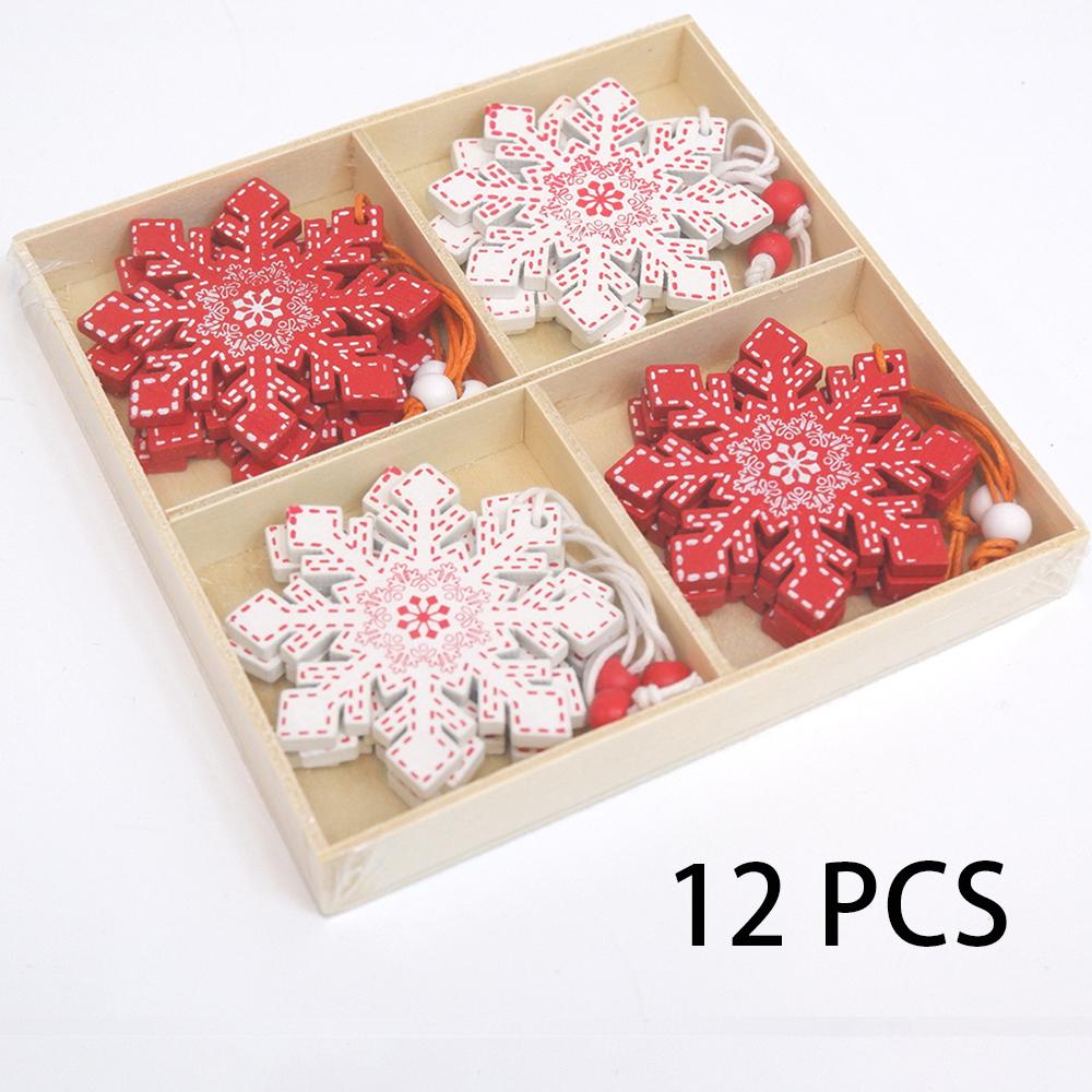 

Санта-снежинка, Рождественский орнамент, подвески, деревянное Рождественское украшение, Рождественская елка, фестивальный декор 12PCS/Box