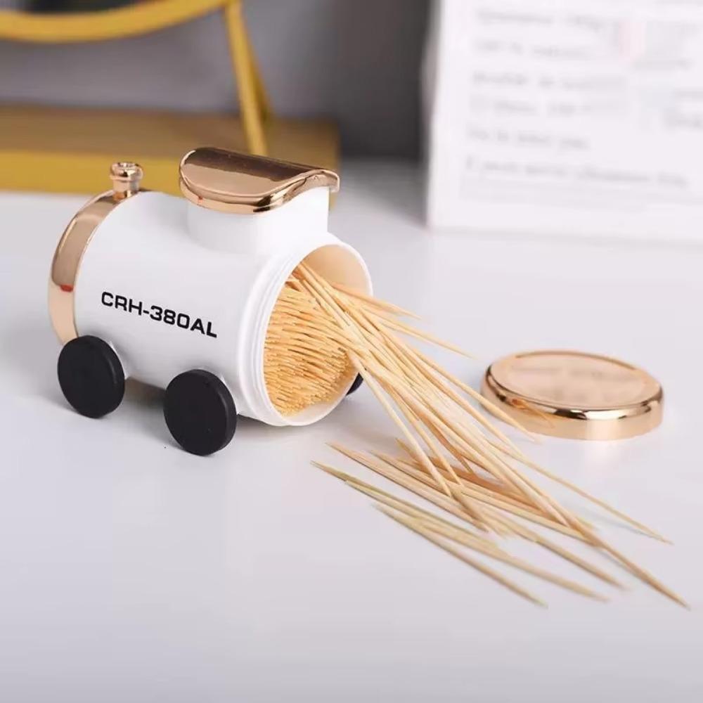 Cute Toothpick Box Ornament Cartoon Train Toothpick Can Portable Automatic Toothpick Can Hotel