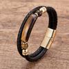 Minimalist Crystal Stone Bracelet Braided Leather Cord Stainless Steel Chain Waterproof Jewelry for Men Women Daily Use