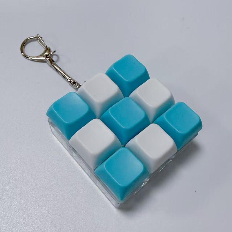 

New Fidget Keychain Diy Keyboard Fidget Keychain Keys Button Relief Stress Finger Keyboard Cap 9Keys Pass The Time Clicker Toy 4