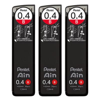 PENTEL Ain Mechanical Pencil Lead, 0.4mm B, 3-pack, AMZ-XC284B3P