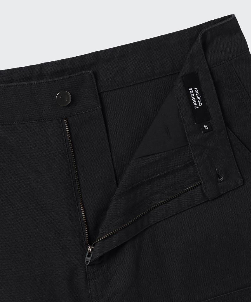 MUSINSA STANDARD Canvas Wide Double Knee Carpenter Pants [Black]