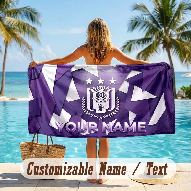 Custom Text Beach Towel, Soft Absorbent Swimming Multi-use TowelAnderlecht FC logo