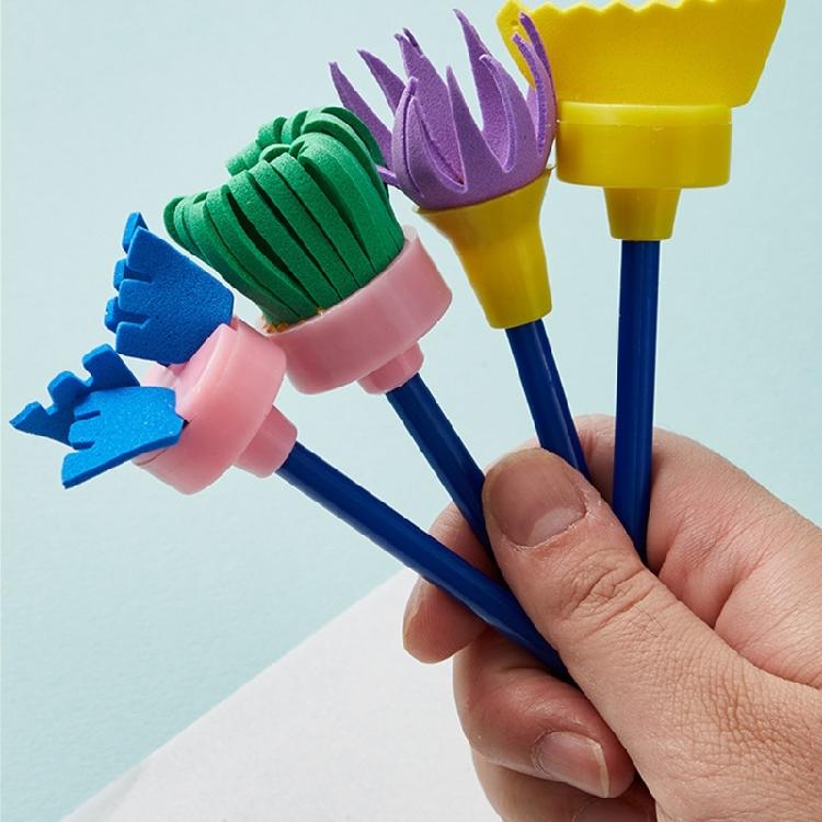 Washable Sponge Art Set Toddler Early Learning Painting Tool For Wall Decoration Greeting Cards Fabric Printing Project
