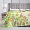 Super Warm BlanketsBoy Girl Picnic Rilakkumas Lucky Four-Leaf Throw Blanket  Flannel Bedspread For Outdoor Funny Sofa Bed Cover