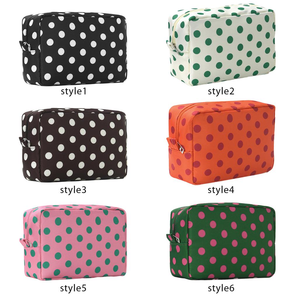 Women Dot Pattern Cosmetic Storage Bags Large Capacity Portable Toiletry Organizer Lightweight Daily Office Cosmetic Organizers