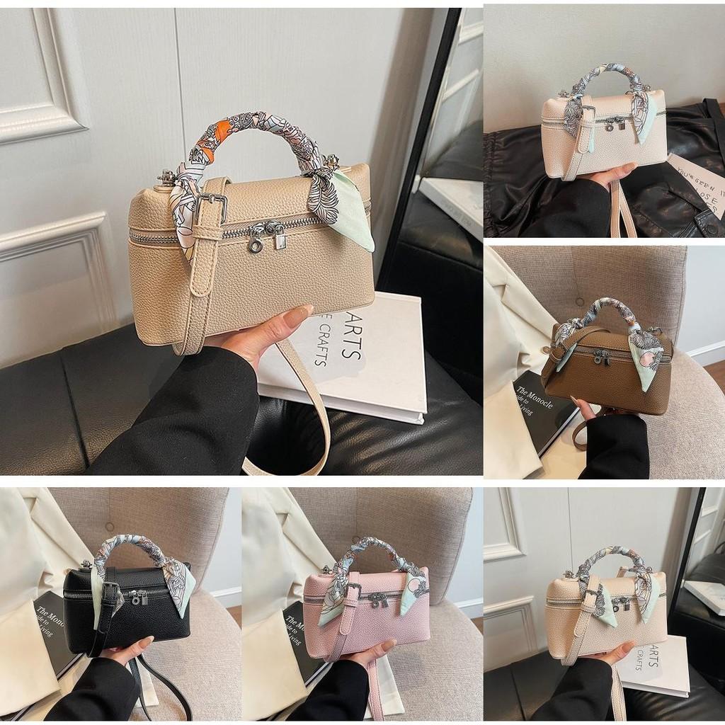 Silk Small Box Scarf Bag Stitching Detail Inner Zip Pocket Urban Bags Travel
