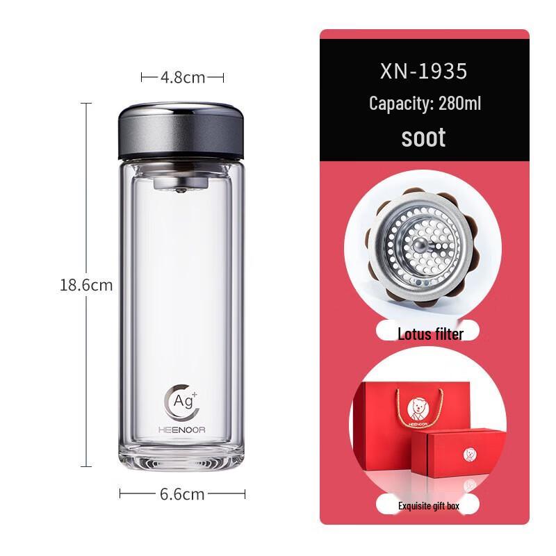 XINUO Double-layer Antibacterial Glass Cup