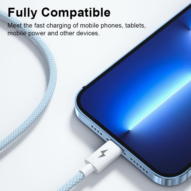 QGeeM 3'ü 1 arada 66W Süper Hızlı Şarj Macarone Örgülü Veri Kablosu, iPhone 11 12 Huawei P30 Xiaomi Android Tip C Hızlı Şarj Kablosu için uygun