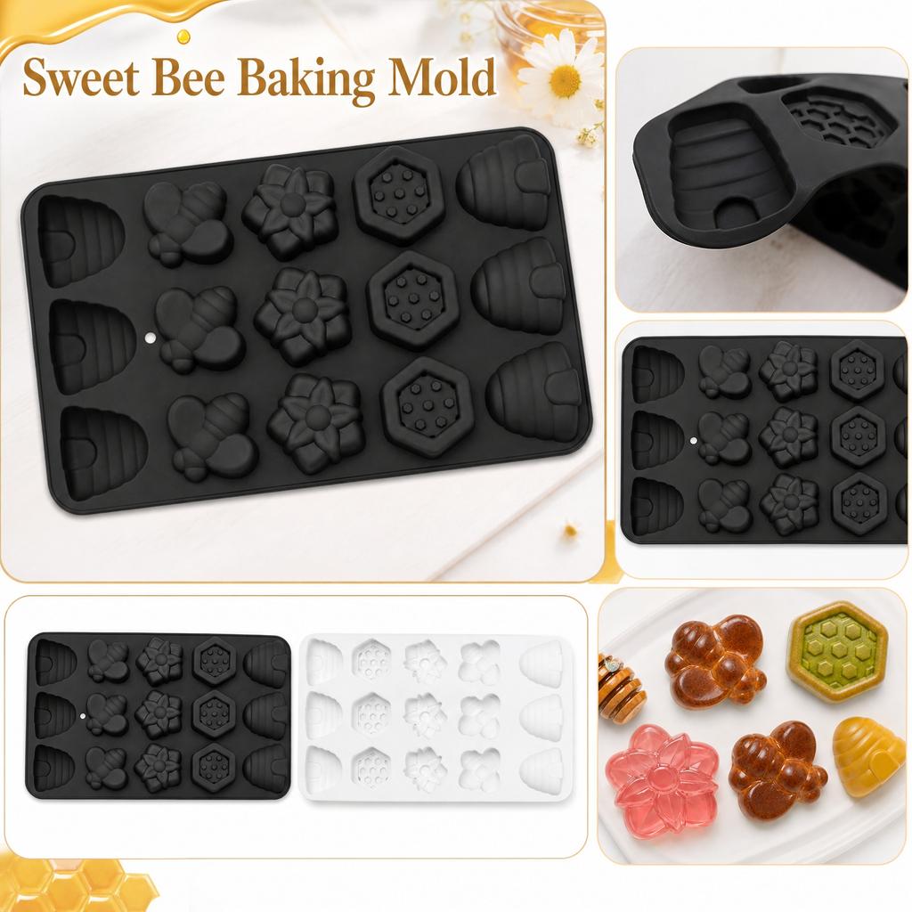 12 Cavity Silicone Mold for Baking Honeycomb Bee Cake DIY Food Grade Flexible Non Stick Mold for Home Kitchen Baking and Candy Making