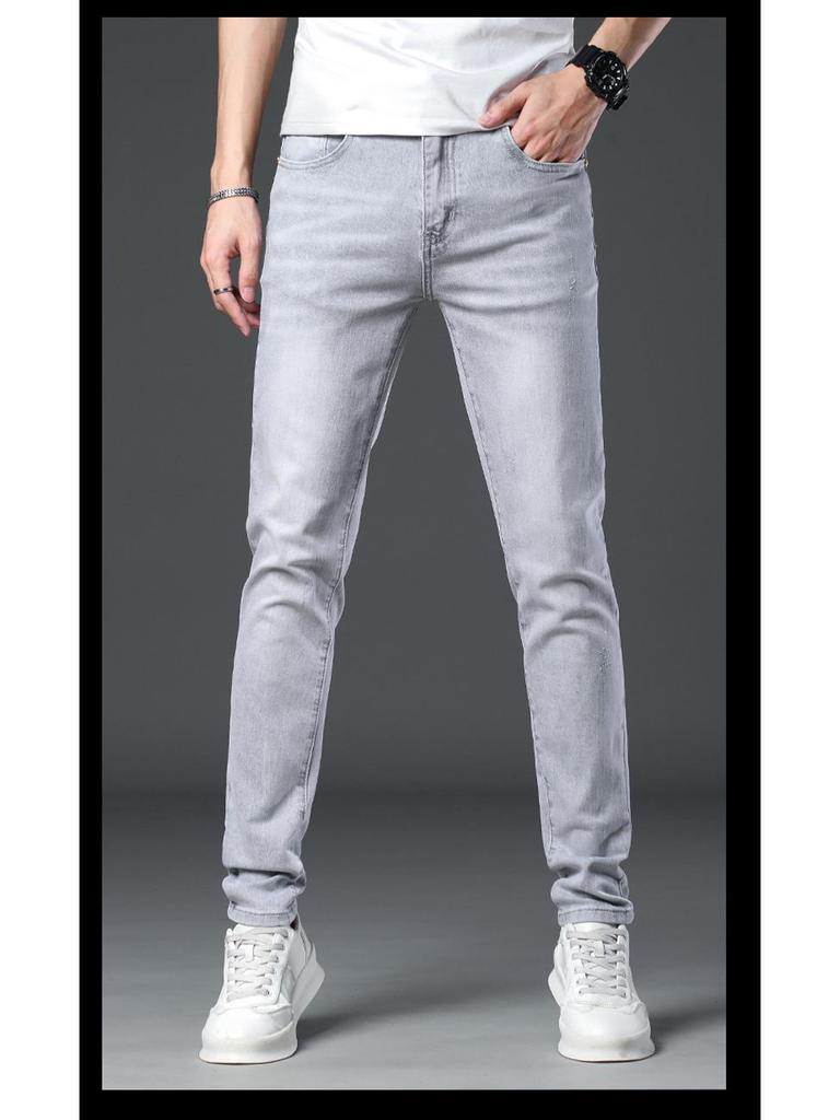 Pánské bílé džíny Slim Fit Light Wash – letní trendy elastické ležérní kalhoty