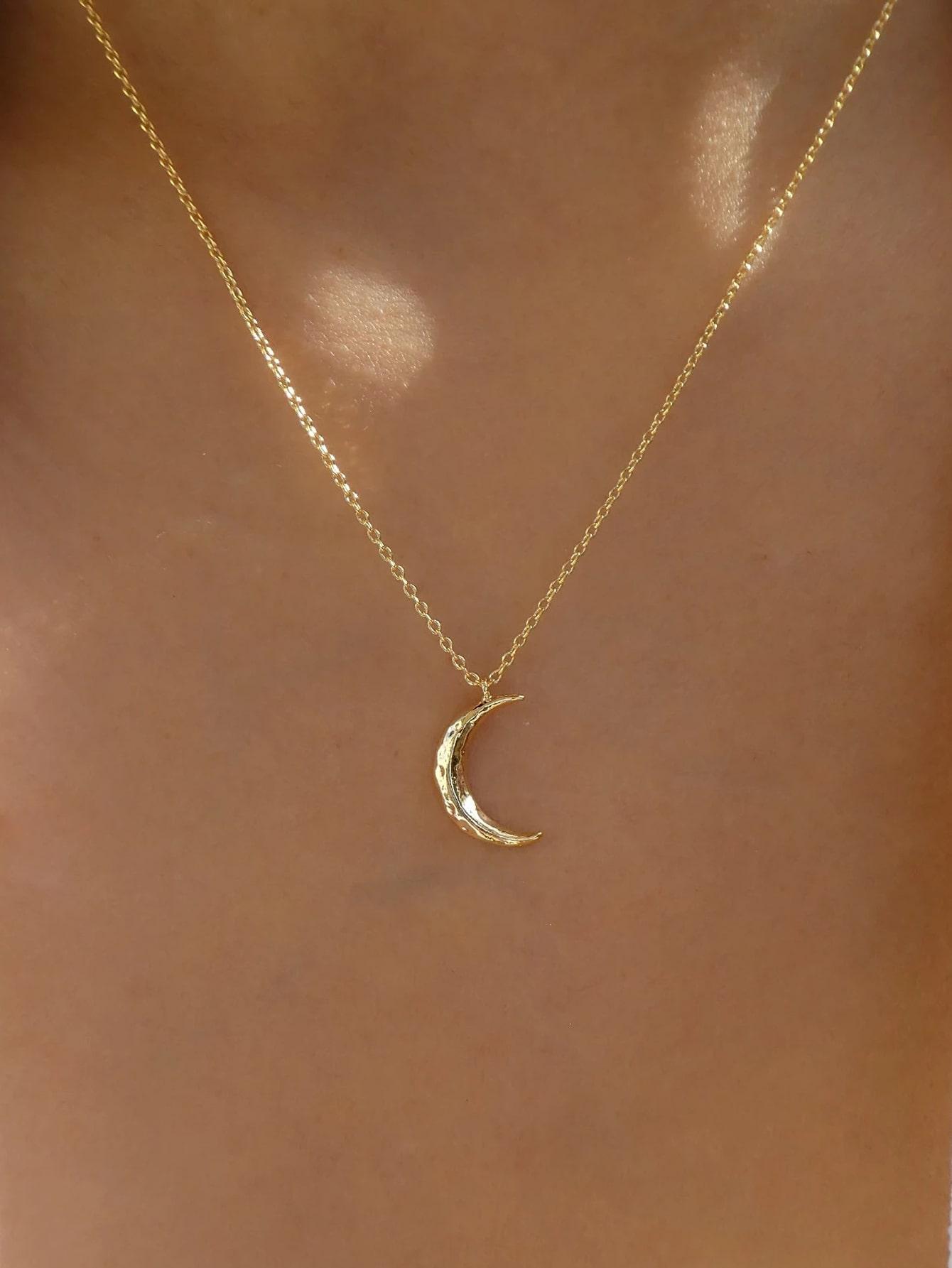 

1pc Silver Color Moon Shaped Necklace one-size