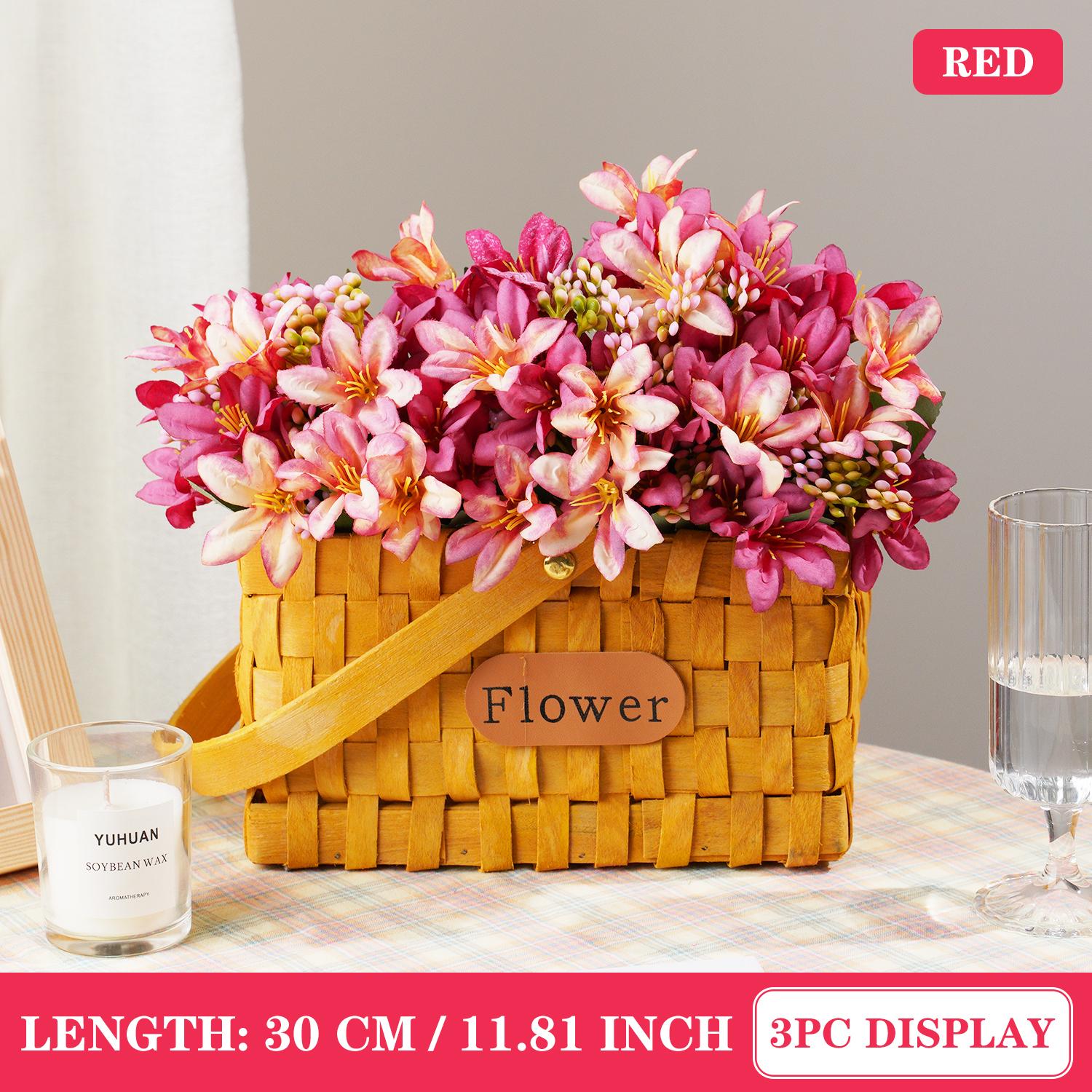 

30CM Silk Lily Bouquet European style Artificial Flowers Bride Flower Bouquet Wedding Party DIY Decoration Spring Home Decor 1 bunch (no vase) красный