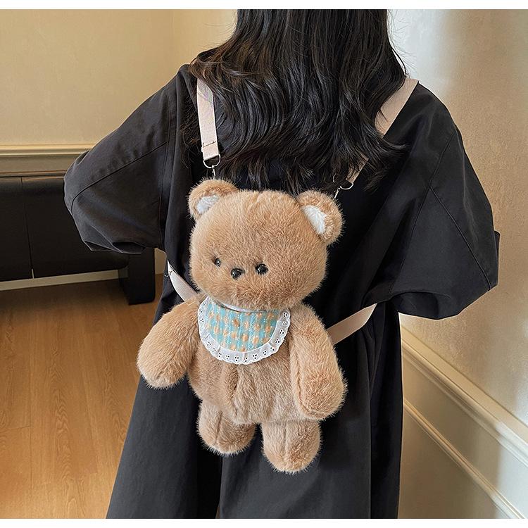Plush Teddy Bear Doll Women's Backpack 2025 - Korean Style Exquisite Outdoor Travel & School Bag