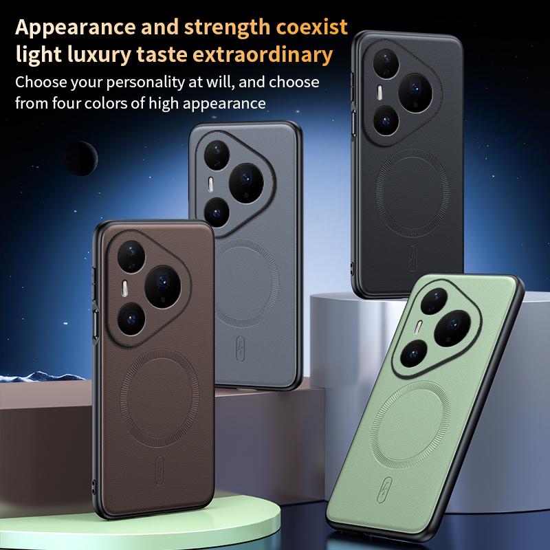 For Huawei Pura 80 Pro Case Magnetic Leather Shield Cover High Quality Anti-Fingerprint Non-Slip PC+TPU