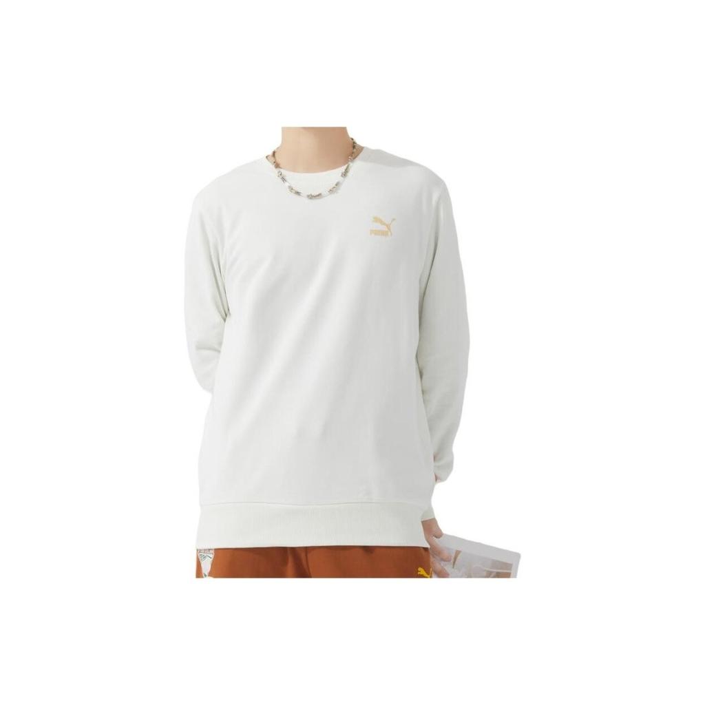 PUMA Solid Color Casual Crewneck Long Sleeve Sweatshirt Unisex White