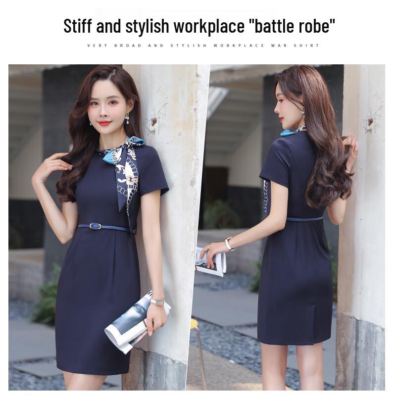 Women's Short-Sleeve Bow-Knot Formal Work Dress