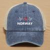 NORWAY Flags Print Snapback Mesh Cap Caps For Man Washed Retro Distressed Adjustable Baseball Hat Ideal Choice For Casual Wear