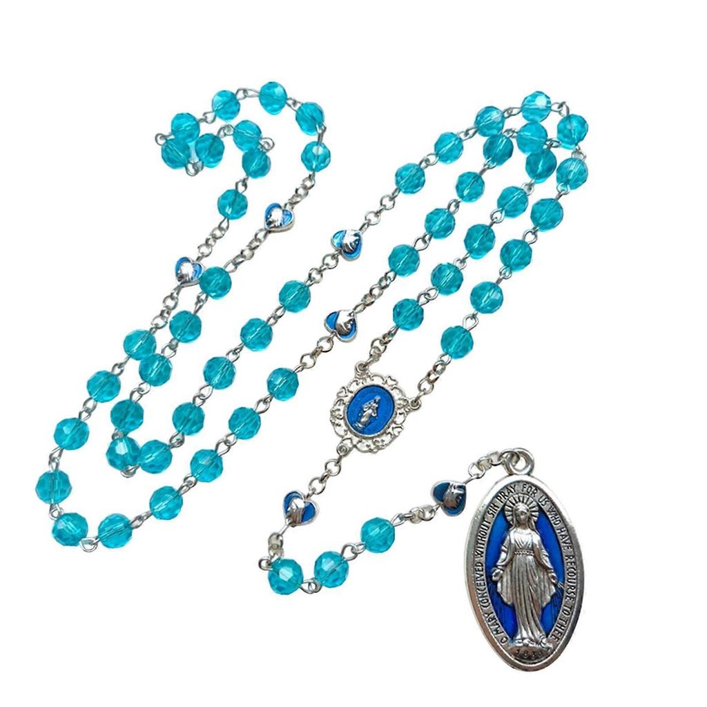 Catholic Love Prayer Necklaces Blessing Pendants, Rosarys Necklaces Long Pendants Necklaces Religious Jewelry for Girl