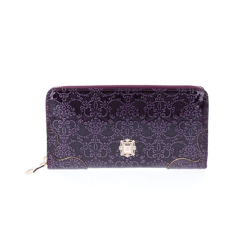 

[Anna Sui] wallet Roomy round zipper long wallet ladies Purple (new)