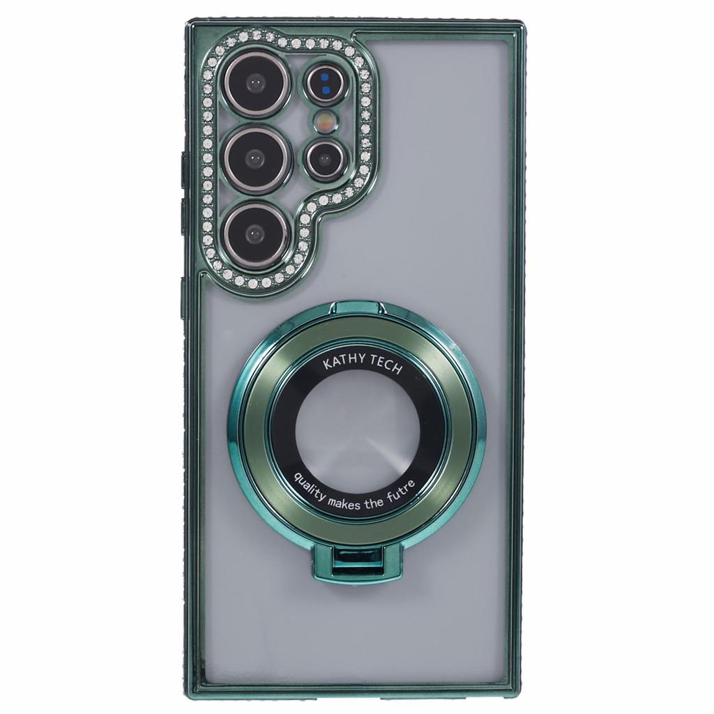 For Samsung Galaxy S24 Ultra Phone Cover Rhinestones Decor Ring Kickstand TPU Back Case