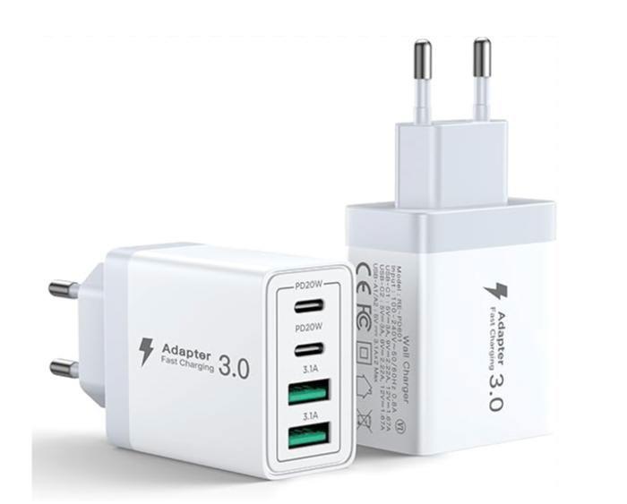 Lot de 2 Chargeur USB C - Aioneus - 40W - 4 Ports - Charge Rapide - Compatible iPhone et Samsung