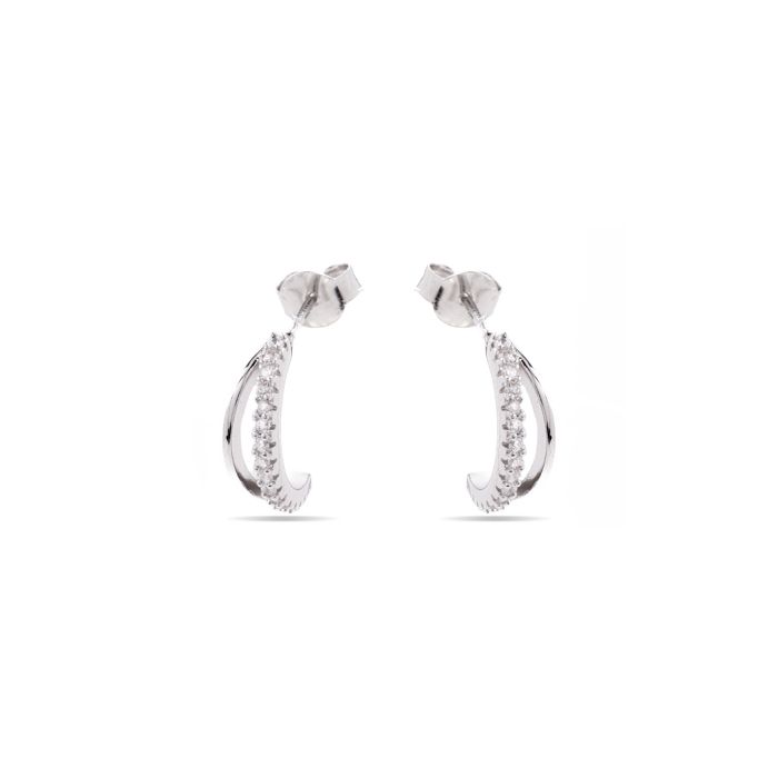 Boucles d'oreilles - LUXENTER - Makon - Argent rhodié - Zircone cubique - Longueur 14 mm