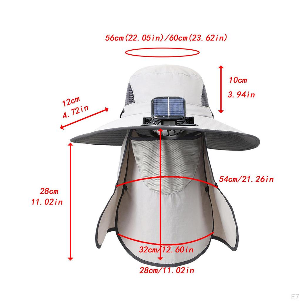 Outdoor Solar Fan Hat Fisherman Lightweight Adjustable Cooling Sun Protection Fishing