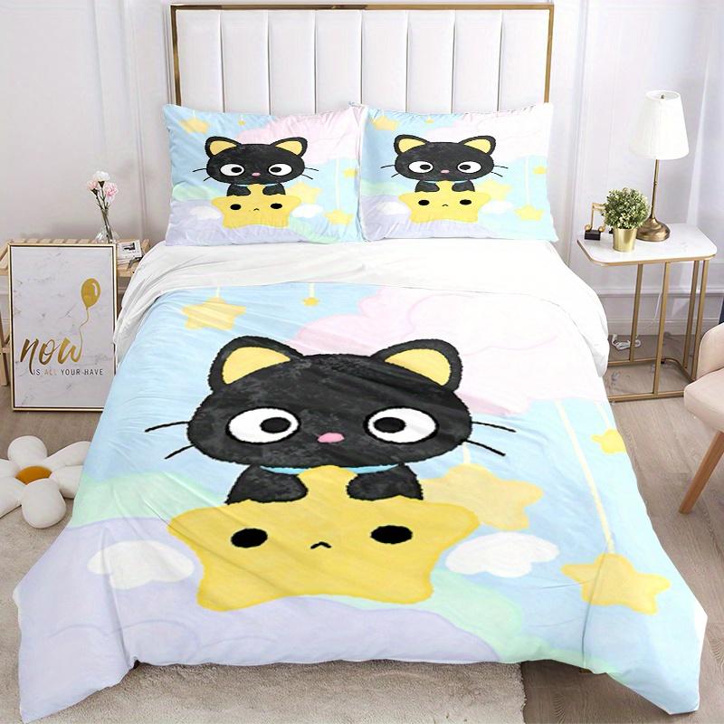 

3 шт. Комплект постельного белья Черная кошка , Звезда из дышащего полиэстера, Мягкое пододеяльник и 2 наволочки, Подходит для всех сезонов, 082618b 135x200cm