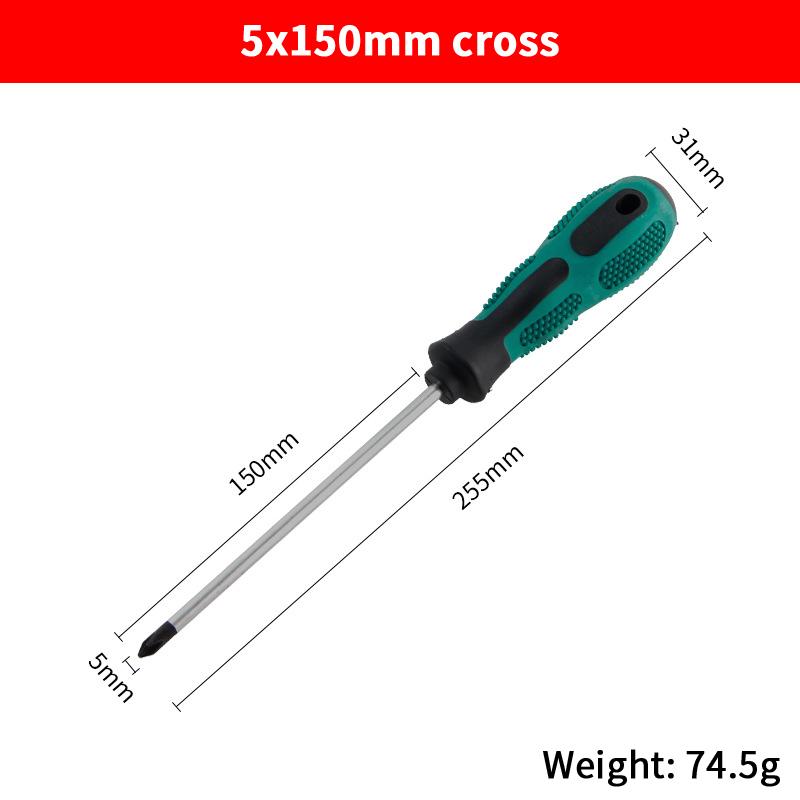 1 Piece Green Rubber Handle Magnetic Screwdriver Long Slotted Screwdriver Installation And Disassembly Repair Tool