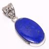 Natural Lapis Lazuli Gemstone 925 Solid Sterling Silver Gift Pendant 1.65" J4Z39