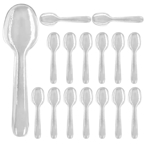 NUOLUX Disposable Plastic Mini Spoons, Individually Wrapped, Pack of 100, 8.5cm, Clear, Perfect for Pudding, Small Cakes, Ice Cream, and Desserts, Per