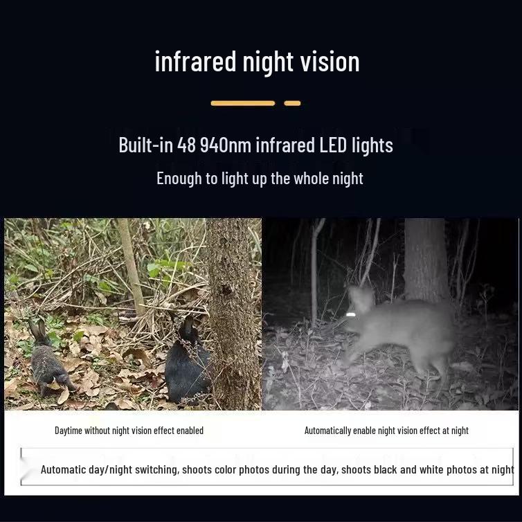 HD Night Vision Wildlife Tracking Camera - Forest Waterproof Sensor for Hunting