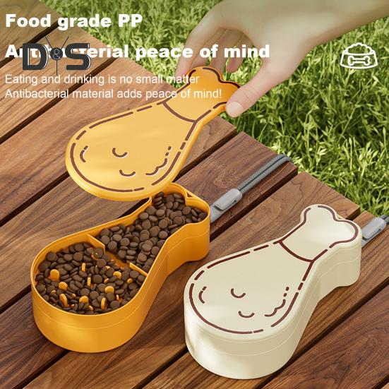 

2 шт., миска для воды для домашних животных, 2 в 1, дозатор для питья, контейнер для еды, чашка для воды в форме куриной ножки, кормушка для домашних животных для путешествий на открытом воздухе белый