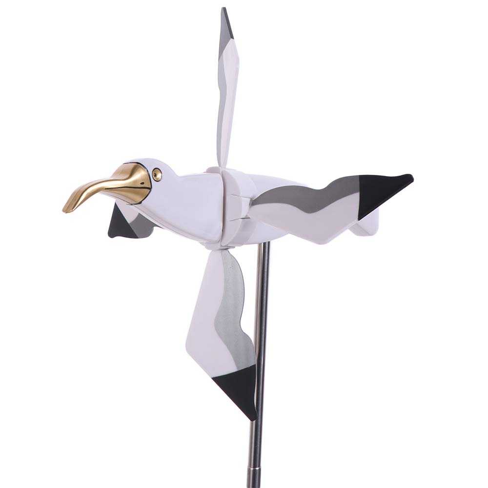 Fade Resistant Seagull Windmill Stable Bird Shape Windmill Spinners Bird Wind Spinners  for Garden
