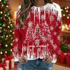 Women's Casual Long Sleeve Christmas Print Neck Top
