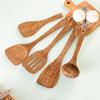 Unpainted Wenge Wood Long-Handled Spatula for Non-Stick Pans - Solid Wood Cooking Utensil, Ladle & Tableware