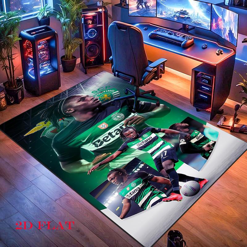 Sporting CP Teppich für Wohnzimmer Schlafzimmer Zuhause Sofadekoration, Rutschfeste Bodenmatte für Kinder zum Spielen