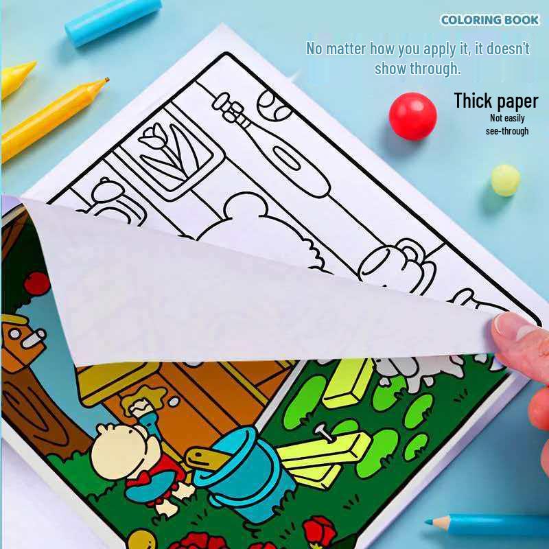 Children's Cartoon Coloring Book: Cute, Comfortable, Warm, Stress Relief, Simple Graffiti Drawing for Kids